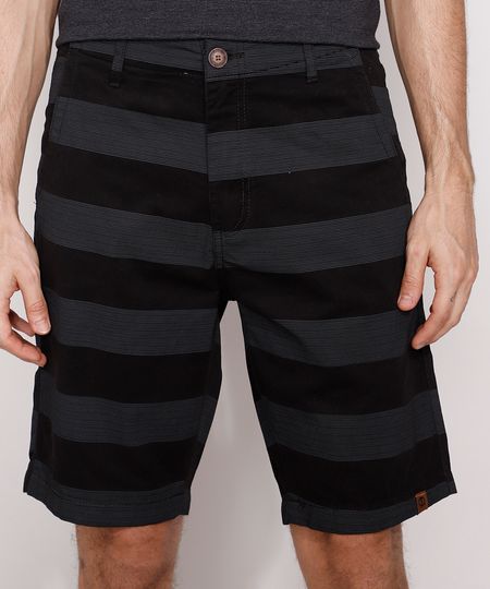 Bermuda-de-Sarja-Masculina-Reta-Chino-Listrada-Preta-9982280-Preto_1
