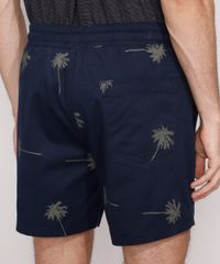 Short-de-Sarja-Masculino-Estampado-de-Coqueiros-com-Recorte-e-Bolsos-Azul-Marinho-9981981-Azul_Marinho_2