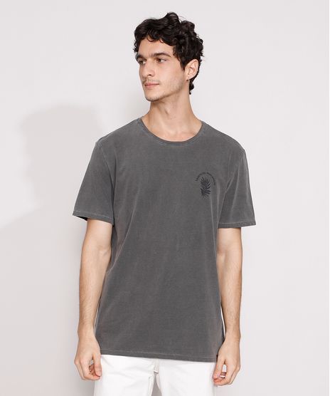 Camiseta-Masculina-Manga-Curta-Folhas-Gola-Careca-Chumbo-9982272-Chumbo_1