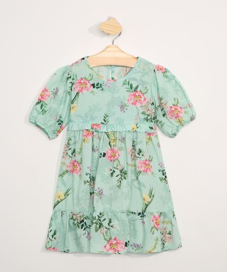 Vestido-Infantil-Manga-Bufante-Estampado-Floral-com-Babados--Verde-9976742-Verde_1