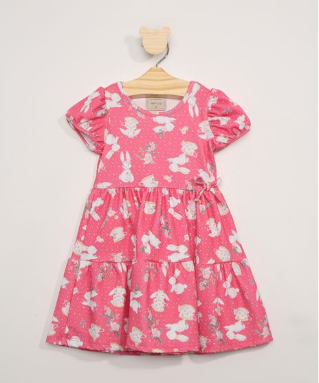 Vestido-Infantil-Manga-Bufante-Estampado-de-Coelhos--Pink-9978843-Pink_1