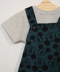 Conjunto-Infantil-de-Camiseta-Manga-Curta-Cinza-Mescla---Jardineira-Estampada-Mickey-Verde-9967610-Verde_4
