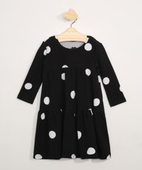Vestido-Infantil-Basico-Manga-Longa-Estampado-de-Poa-com-Recorte--Preto-9981634-Preto_1