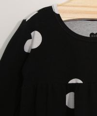 Vestido-Infantil-Basico-Manga-Longa-Estampado-de-Poa-com-Recorte--Preto-9981634-Preto_3