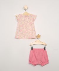 Conjunto-Infantil-de-Blusa-Manga-Curta-Estampada-Floral-Laranja---Short-Balone-Coral-9970489-Coral_2