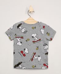 Camiseta-Infantil-Manga-Curta-Estampado-de-Snoopy-com-Bolso-Gola-Careca-Cinza-Mescla-9975772-Cinza_Mescla_2