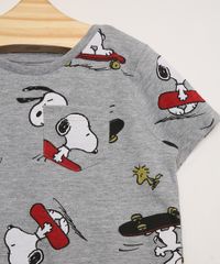 Camiseta-Infantil-Manga-Curta-Estampado-de-Snoopy-com-Bolso-Gola-Careca-Cinza-Mescla-9975772-Cinza_Mescla_3