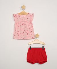 Conjunto-Infantil-de-Blusa-Manga-Curta-Estampada-de-Coracoes-Rosa---Short-Balone-Vermelho-9967583-Vermelho_1