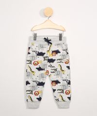 Calca-de-Moletom-Infantil-Jogger-Estampada-de-Bichos-com-Cordao-Cinza-Mescla-Claro-9977457-Cinza_Mescla_Claro_1