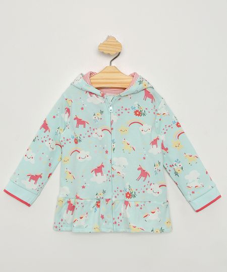 Jaqueta-Infantil-Estampada-de-Unicornios-com-Capuz-Verde-Claro-9966261-Verde_Claro_1