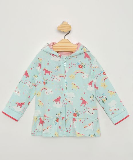 Jaqueta-Infantil-Estampada-de-Unicornios-com-Capuz-Verde-Claro-9966261-Verde_Claro_1
