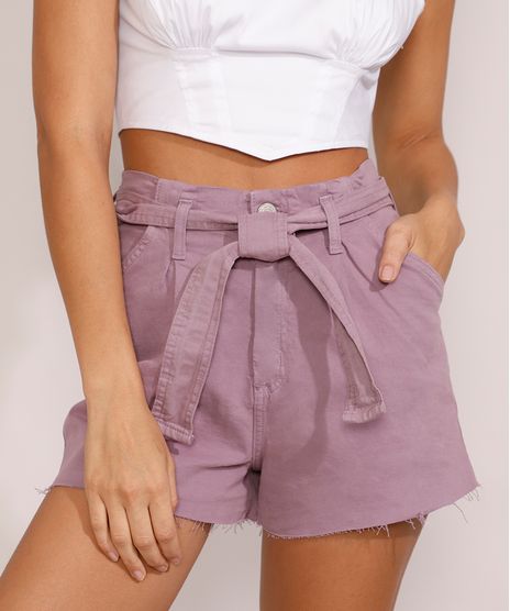 Short-de-Sarja-Feminino-Cintura-Super-Alta-Clochard-com-Cinto-Roxo-9985789-Roxo_1