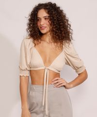 Blusa-Feminina-Manga-Bufante-Cropped-com-Amarracao-Decote-V-Bege-9981523-Bege_1