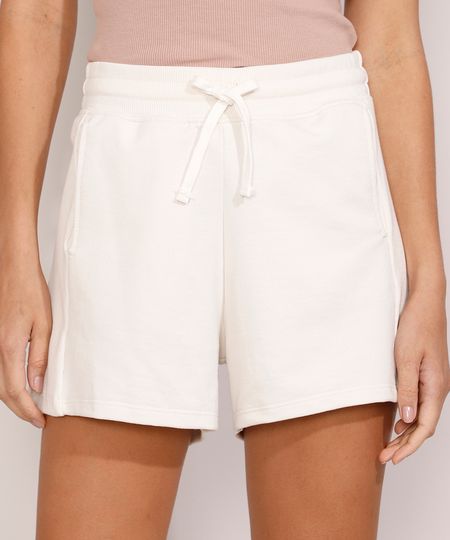 Short-de-Moletom-Feminino-Cintura-Alta-com-Recorte-Canelado-e-Bolsos-Off-White-9975493-Off_White_1