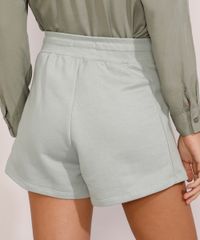 Short-de-Moletom-Feminino-Cintura-Alta-com-Recorte-Canelado-e-Bolsos-Verde-Claro-9975493-Verde_Claro_2