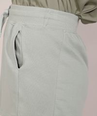 Short-de-Moletom-Feminino-Cintura-Alta-com-Recorte-Canelado-e-Bolsos-Verde-Claro-9975493-Verde_Claro_5