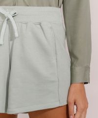 Short-de-Moletom-Feminino-Cintura-Alta-com-Recorte-Canelado-e-Bolsos-Verde-Claro-9975493-Verde_Claro_6