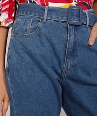 Calca-Jeans-Feminina-Mom-Cintura-Super-Alta-com-Cinto-Azul-Medio-9985311-Azul_Medio_4