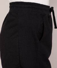 Short-de-Moletom-Feminino-Cintura-Alta-com-Recorte-Canelado-e-Bolsos-Preto-9975493-Preto_5