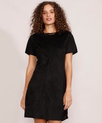 Vestido-de-Suede-Feminino-Curto-Manga-Curta-Preto-9913970-Preto_1