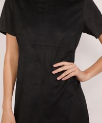 Vestido-de-Suede-Feminino-Curto-Manga-Curta-Preto-9913970-Preto_4