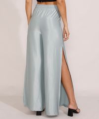 Calca-Feminina-Pantalona-Cintura-Super-Alta-Acetinada-com-Fenda-Verde-Claro-9977230-Verde_Claro_2