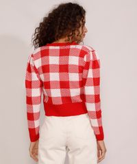 Cardigan-Feminino-de-Trico-Estampado-Xadrez-Vichy-Cropped-Decote-V-Vermelho-9985147-Vermelho_2