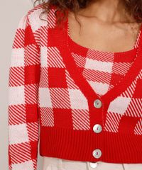 Cardigan-Feminino-de-Trico-Estampado-Xadrez-Vichy-Cropped-Decote-V-Vermelho-9985147-Vermelho_4