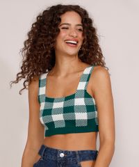 Top-Cropped-Feminino-Estampado-Xadrez-Vichy-Alca-Larga-Decote-Reto-Verde-9985148-Verde_1