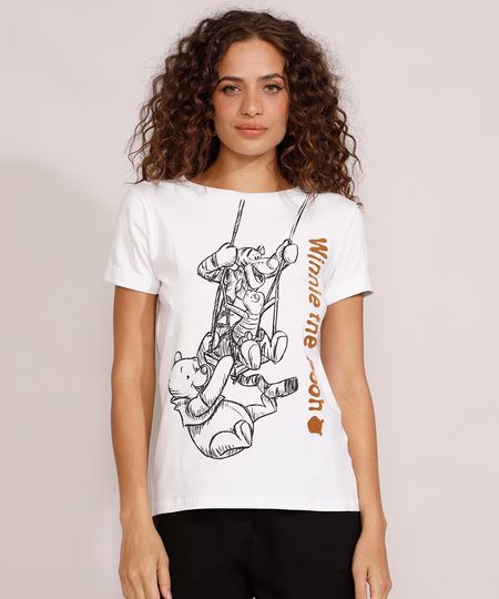 Camiseta-Feminina-Manga-Curta-Ursinho-Pooh-e-Amigos-Flocada-Decote-Redondo-Branca-9984014-Branco_1