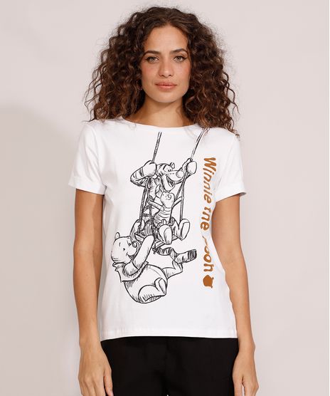 Camiseta-Feminina-Manga-Curta-Ursinho-Pooh-e-Amigos-Flocada-Decote-Redondo-Branca-9984014-Branco_1
