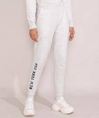 Calca-de-Moletom-Jogger-Feminina-Cintura-Alta--New-York--com-Bolsos-Cinza-Mescla-Claro-9976469-Cinza_Mescla_Claro_1