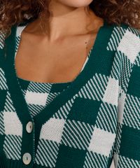 Cardigan-Feminino-de-Trico-Estampado-Xadrez-Vichy-Cropped-Decote-V-Verde-9985147-Verde_6