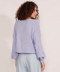 Cardigan-Feminino-de-Trico-Oversized-Cropped-Texturizado-Tranca-Manga-Bufante-Decote-V-Lilas-9987757-Lilas_2