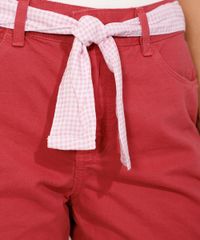 Short-de-Sarja-Midi-Cintura-Media-com-Faixa-para-Amarrar-Estampada-Rosa-9982920-Rosa_5