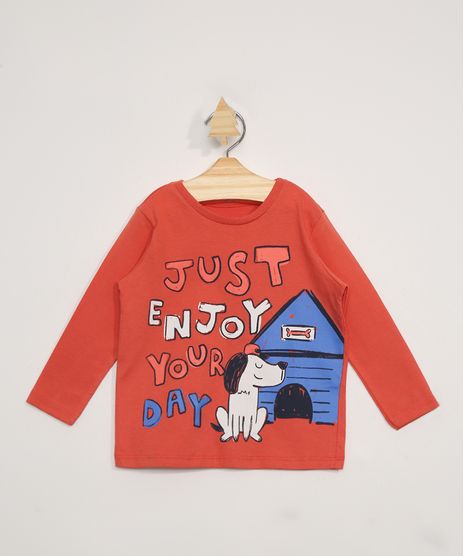 Camiseta-Infantil-Manga-Longa--Just-Enjoy-Your-Day--Vermelha-9976116-Vermelho_1