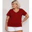 Camiseta-Plus-Size-Feminina-Manga-Curta-Decote-V-Vermelha-Escuro-9952769-Vermelho_Escuro_1