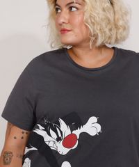 Camisola-Feminina-Plus-Size-Piu-Piu-e-Frajola-Manga-Curta-Chumbo-9974465-Chumbo_6