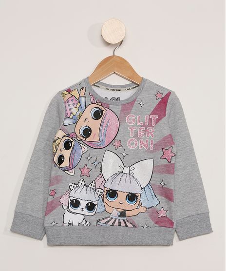 Blusa-de-Moletom-Infantil-LOL-Surprise-com-Glitter-Cinza-Mescla-9978060-Cinza_Mescla_1