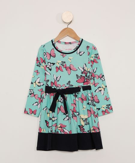 Vestido-Infantil-Manga-Longa-Estampado-de-Borboletas-com-Faixa-Verde-9979997-Verde_1
