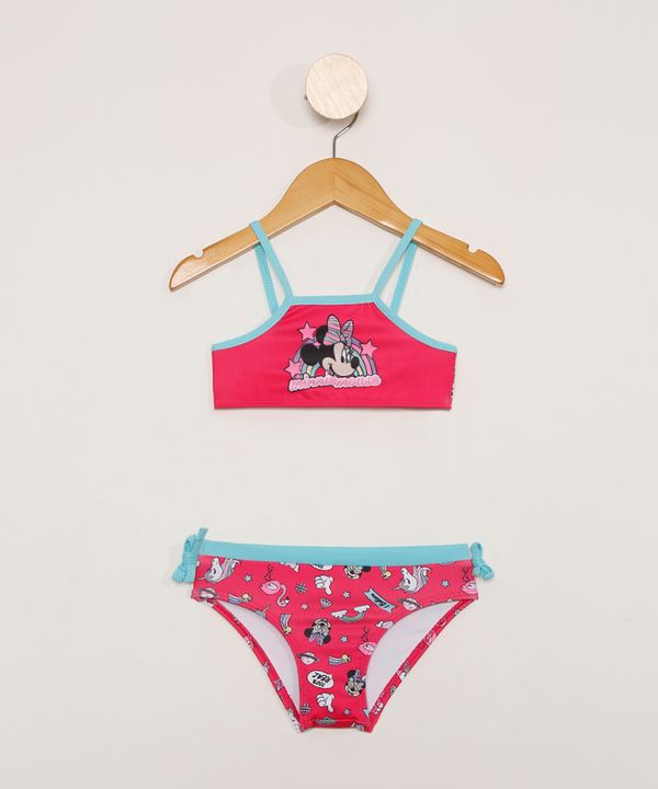 Biquíni Infantil Minnie com Proteção UV50+ Rosa 3