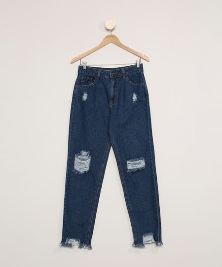 Calca-Jeans-Juvenil-Mom-Destroyed-Azul-Escuro-9980914-Azul_Escuro_1
