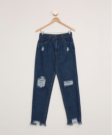 Calca-Jeans-Juvenil-Mom-Destroyed-Azul-Escuro-9980914-Azul_Escuro_1