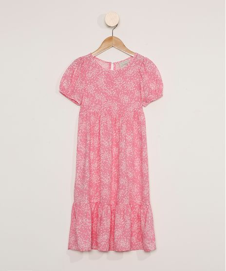 Vestido-Infantil-Longo-Manga-Curta-Estampado-Floral-Rosa-9979420-Rosa_1