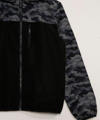 Jaqueta-de-Nylon-Juvenil-com-Recorte-Camuflado-e-Capuz-Preta-9781952-Preto_3