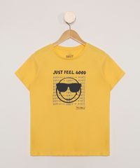 Camiseta-Infantil-Manga-Curta-Smiley--Just-Feel-Good--Amarela-9983662-Amarelo_1