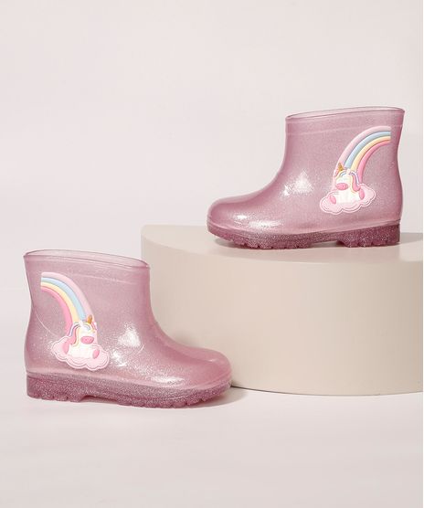 Galocha-Infantil-LueLua-Transparente-Unicornio-e-Arco-Iris-com-Glitter-Rosa-9987642-Rosa_1