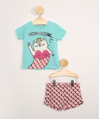 Pijama-Infantil-Manga-Curta-Gatinha-Sereia-Verde-9976925-Verde_1
