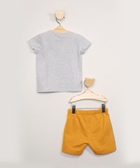 Conjunto-Infantil-de-Camiseta-Manga-Curta-Batman-Cinza-Mescla---Bermuda-Amarelo-9975709-Amarelo_3