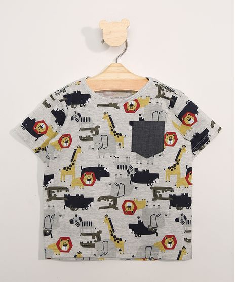 Camiseta-Infantil-Manga-Curta-Bichinhos-com-Bolso-Cinza-Mescla-Claro-9977110-Cinza_Mescla_Claro_1